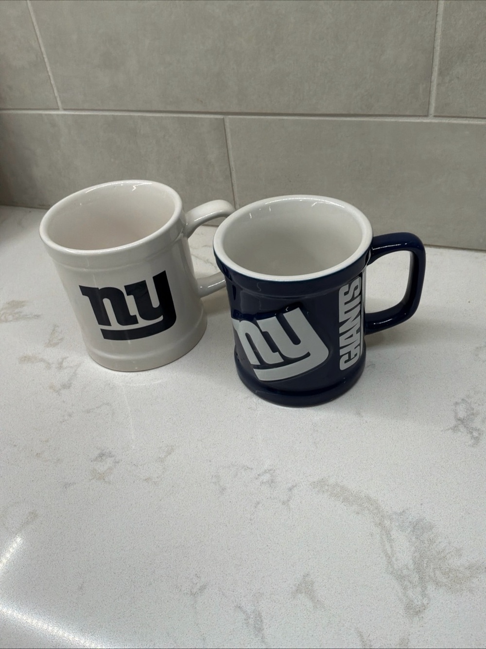 Set of 2 New York Giants NFL Officially Licensed Coffee Mugs Football Blue White